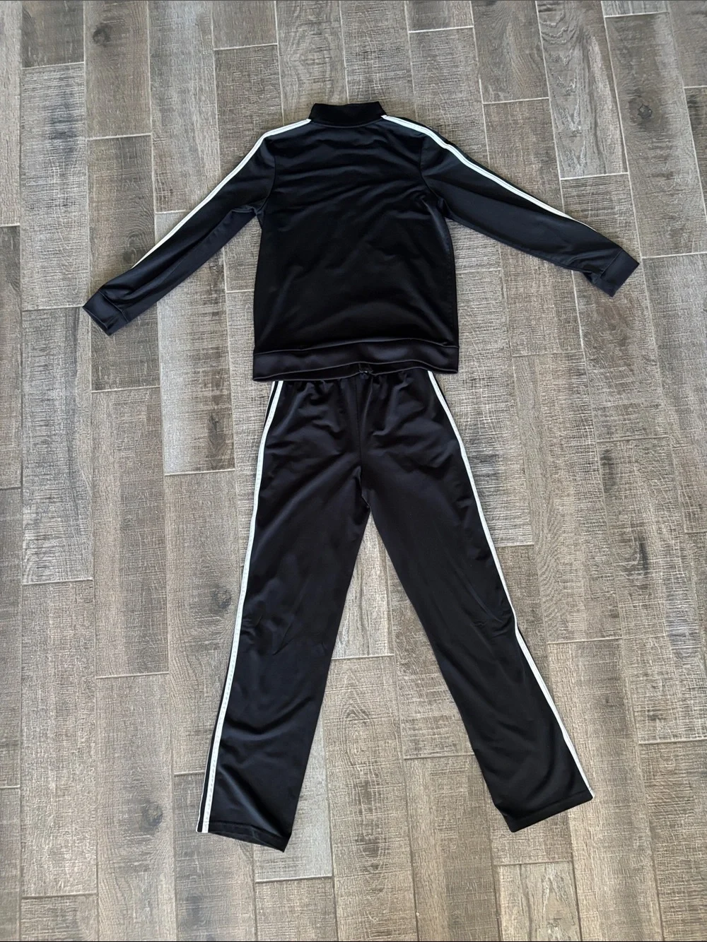 adidas Black Track Jacket and Pants with White Stripes Boys Large - Picture 3 of 3